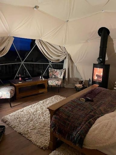 Inside our glamping domes