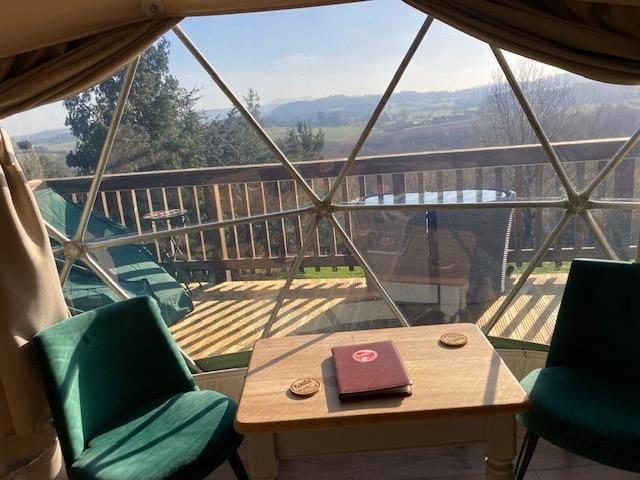 View from inside the suckley glamping dome