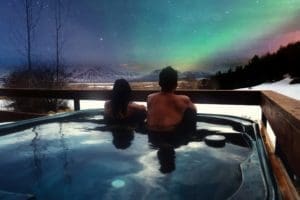 couples glamping with hot tub